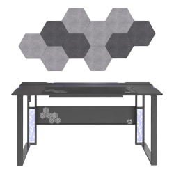 RS Gaming™ Mergence 60"W RGB Gaming Desk With 10 Acoustic Panels, Black