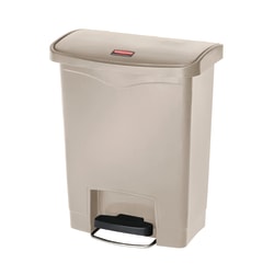 Rubbermaid® Slim Jim Rectangular Plastic Wastebasket, Step-On, 8 Gallons, Beige
