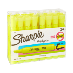 Sharpie Accent Tank-Style Highlighters, Fluorescent Yellow, Pack Of 24