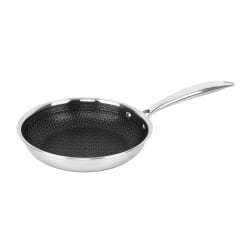 Brentwood 3-Ply Hybrid Non-Stick Stainless Steel Induction-Ready Frying Pan, 8", Silver