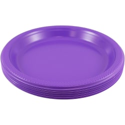 JAM PAPER Round Plastic Party Plates, Small, 7 inch, Purple, 20/Pack