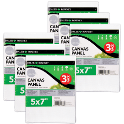 Daler-Rowney Simply White Canvas Panels, 7"H x 5"W x 3/8"D, White, 3 Panels Per Set, Bundle Of 6 Sets
