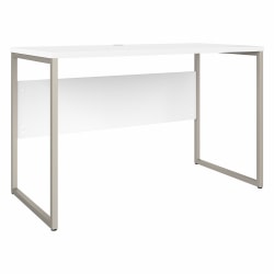 Bush® Business Furniture Hybrid 48"W x 24"D Computer Table Desk With Metal Legs, White, Standard Delivery