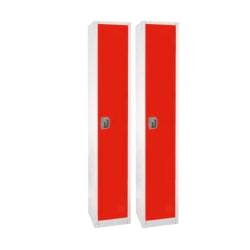 Alpine 1-Tier Steel Lockers, 72"H x 12"W x 12"D, Red, Set Of 2 Lockers