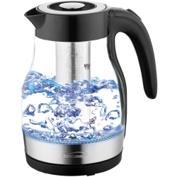 Brentwood 1.79 Qt 1100W Cordless Glass Electric Kettle With Tea Infuser & Swivel Base, Black