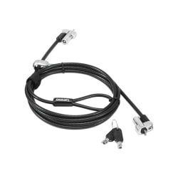 Lenovo NanoSaver Twin Head Cable Lock - 6.56 ft Cable - Patented T-bar/Key Lock - Black - Carbon Steel, Plastic - - 4XE1B81916