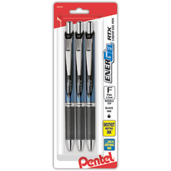 Pentel® EnerGel® Deluxe RTX Retractable Pens, Needle Point, 0.5 mm, Assorted Barrels, Black Ink, Pack Of 3