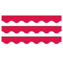 Creative Teaching Press EZ Border, 3" x 24" Strips, Core Decor Red Wavy, 48 Feet Per Pack, Set Of 3 Packs