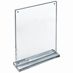 Azar Displays Acrylic Vertical Slim Deluxe Block Frame, 11"H x 8-1/2"W x 3"D, Clear
