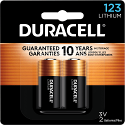 Duracell® Photo 3-Volt 123 Lithium Batteries, Pack Of 2