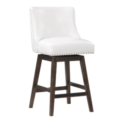 Office Star Granville Faux Leather Swivel Counter Stool, White
