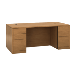HON 10500 H105890 Pedestal Desk - 72" x 36" x 29.5" x 1.1" - 5 - Double Pedestal - Material: Wood - Finish: Harvest, Laminate