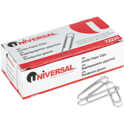 Universal Smooth Paper Clips, Wire, Jumbo, Silver, 100/Box, 10 Boxes/Pack - Silver - 1000 / Box