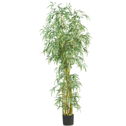 Nearly Natural 7'H Silk Curved Slim Bamboo Tree With Pot, Green