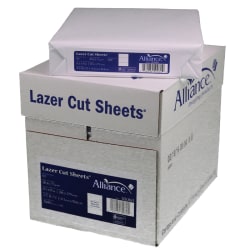 Alliance Processed Lazer Cut Sheet Copy Paper, 8.5 x 11, 20 lb., 92+ Bright, Perforated every 3-2/3", 500 Sheets Per Ream, Carton of 5 Reams.