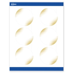 Avery® Printable Labels With Sure Feed® Technology, S00-EWF, Round, 3", Matte White With Preprinted Gold-Blush Pattern, Pack Of 60