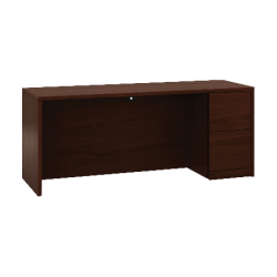 HON® 10500 72"W Computer Desk Credenza With Right-Pedestal, Mahogany
