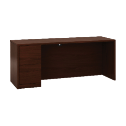 HON 10700 Series Left-Pedestal Credenza - 72" x 24" x 29.5" x 1.1" - 2 x File Drawer(s) - Single Pedestal on Left Side - Square Edge - Material: Wood - Finish: Laminate, Mahogany