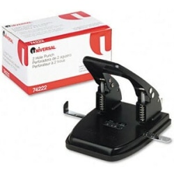 Universal Two-hole Punch - 2 Punch Head(s) - 30 Sheet of 20lb Paper - 9/32" Punch Size - Round Shape - Black