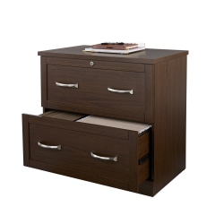 Realspace® Premium 30"W Lateral 2-Drawer File Cabinet, Mocha