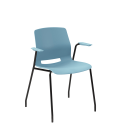KFI Studios Imme Stack Chair With Arms, Sky Blue/Black