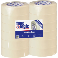 Tape Logic® 2400 Masking Tape, 3" Core, 1.5" x 180', Natural, Pack Of 12