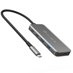 j5create 8K USB4 5-in-1 Travel Hub, 7/16"H x 4-5/8"W x 1-13/16"D, Space Gray, JCH453