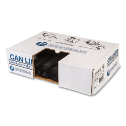 Interplast Group High Density Commercial Can Liners, 45 gal, 12 mic, 40" x 48", Black, Interleaved Roll, 25 Bags/Roll, 10 Rolls/Carton