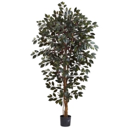 Nearly Natural Capensia Ficus 72"H Plastic Tree With Pot, 72"H x 42"W x 42"D, Green