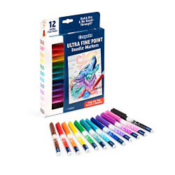Crayola® Doodle & Draw Markers, Ultra Fine Point, Assorted Colors, Pack Of 12 Markers
