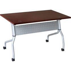 Lorell® Flip Top Training Table, 48"W, Mahogany/Silver