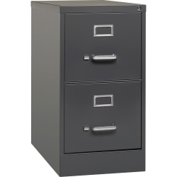 Lorell® Fortress 26-1/2"D Vertical 2-Drawer Letter-Size File Cabinet, Charcoal