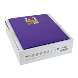C-Line 2-Pocket Heavyweight Poly Portfolio Folders With Prongs, 8-1/2" x 11", Purple, Pack Of 25 Folders
