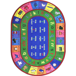 Joy Carpets® Kids' Essentials Oval Area Rug, LenguaLink Spanish™, 7-33/50' x 10-3/4', Multicolor