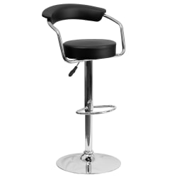 Flash Furniture Contemporary Vinyl Adjustable Height Barstool with Arms and Chrome Base, Black