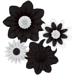 Teacher Created Resources Paper Flowers, Black/White, Pack Of 4 Flowers