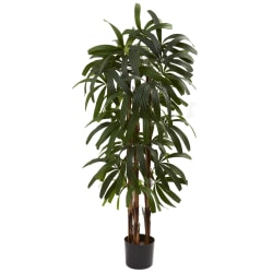 Nearly Natural Raphis Palm 48"H Tree With Pot, 48"H x 29"W x 27"D, Green
