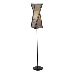 Adesso® Stix Floor Lamp, 68" H, Black Base/Natural Beige Shade