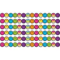 Teacher Created Resources Die-Cut Border Trim, Brights 4Ever Smiley Faces, 35' Per Pack, Set Of 6 Packs