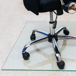 Floortex® Glaciermat® Heavy-Duty Glass Chair Mat For Hard Floors And Carpets, 36" x 42", Crystal Clear