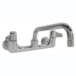 T&S Brass Wall-Mount Swivel Faucet, 12" Spout, 8" Centers, Stainless