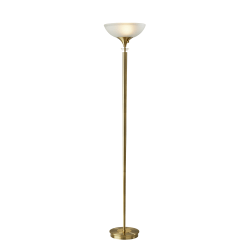 Adesso® Metropolis 300W Torchiere Floor Lamp, 71"H, Frosted White Shade/Antique Brass Base