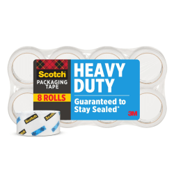 Scotch® Heavy Duty Shipping and Moving Packing Tape, 1.88 in x 43.7 yd, 8 Tape Rolls, Clear, Packing and Moving Supplies