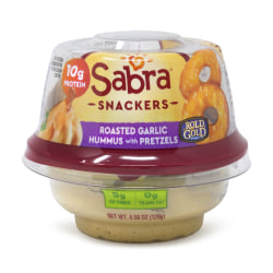 Sabra Snackers Classic Hummus With Pretzels, 4.56 Oz, Pack Of 6 Containers