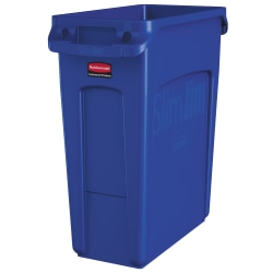 Rubbermaid® Slim Jim Rectangular Polyethylene Vented Waste Receptacle, 16 Gallons, Blue
