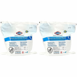 Clorox Healthcare Bleach Germicidal Wipes Bucket Refill - Ready-To-Use - 12" Length x 12" Width - Anti-corrosive - White - 110/Tub - 200 / Pallet