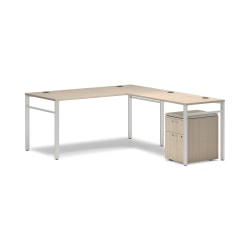 HON Mod 66"W L-Station Computer Desk, Desert Oak/Cool Neutral/Silver