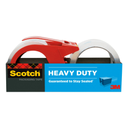 Scotch® Heavy-Duty Shipping Packing Tape With Dispenser, 1-7/8" x 38.2 Yd., Clear, Pack Of 2 Rolls