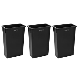 Alpine Industries Waste Basket Commercial Trash Cans, 23 Gallons, Black, Pack Of 3 Cans
