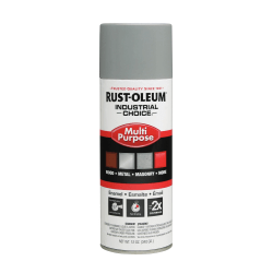 Rust-Oleum Industrial Choice 1600 System Multi-Purpose Enamel Spray Paint, 12 Oz, Gloss ANSI 61 Light Gray, Case Of 6 Cans